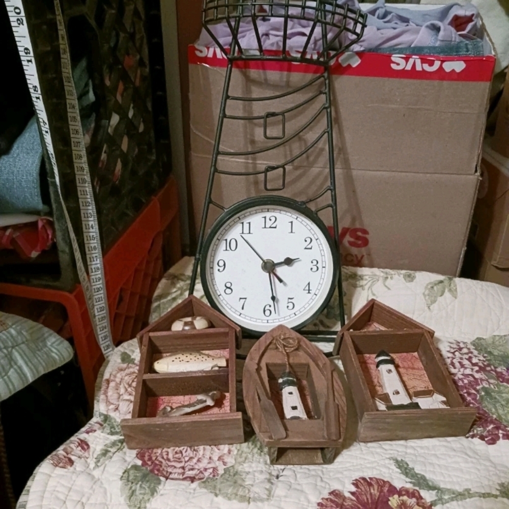 Nautical Black and Brown Lighthouse Clock